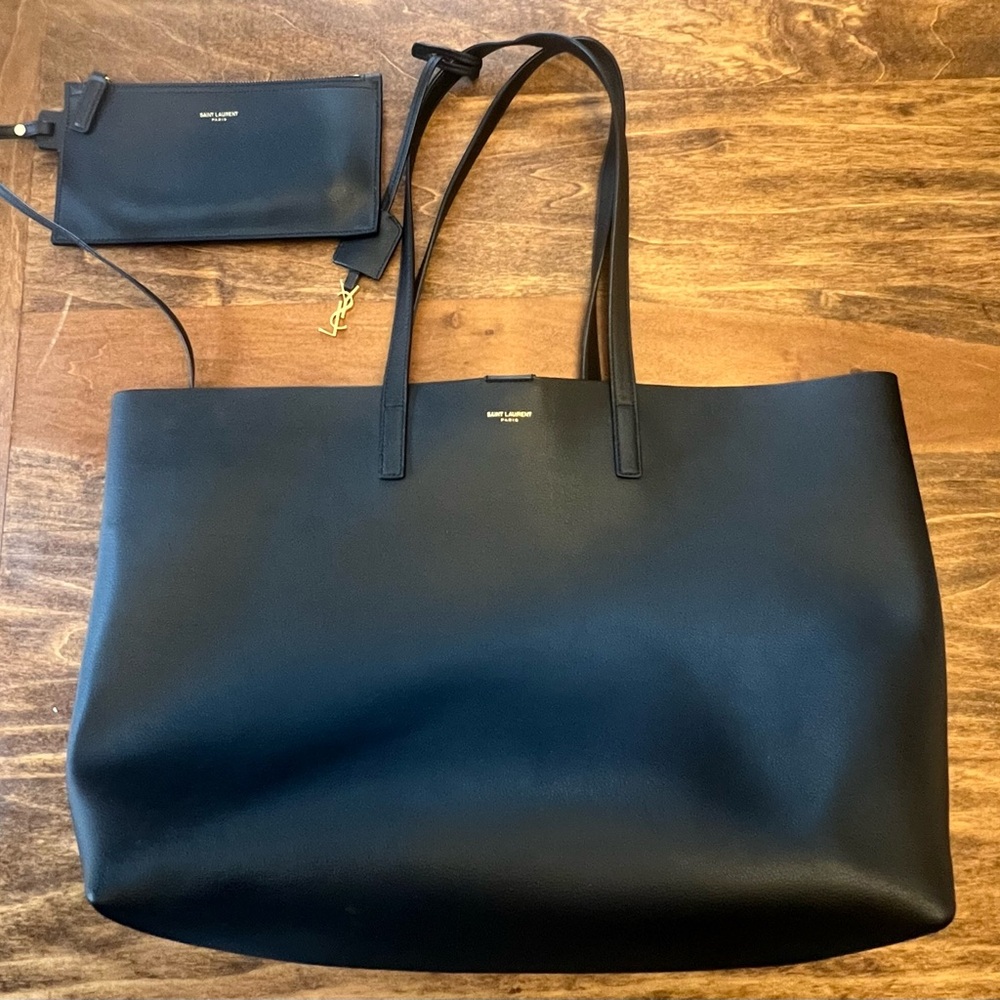 Saint Laurent Black Leather Tote Bag